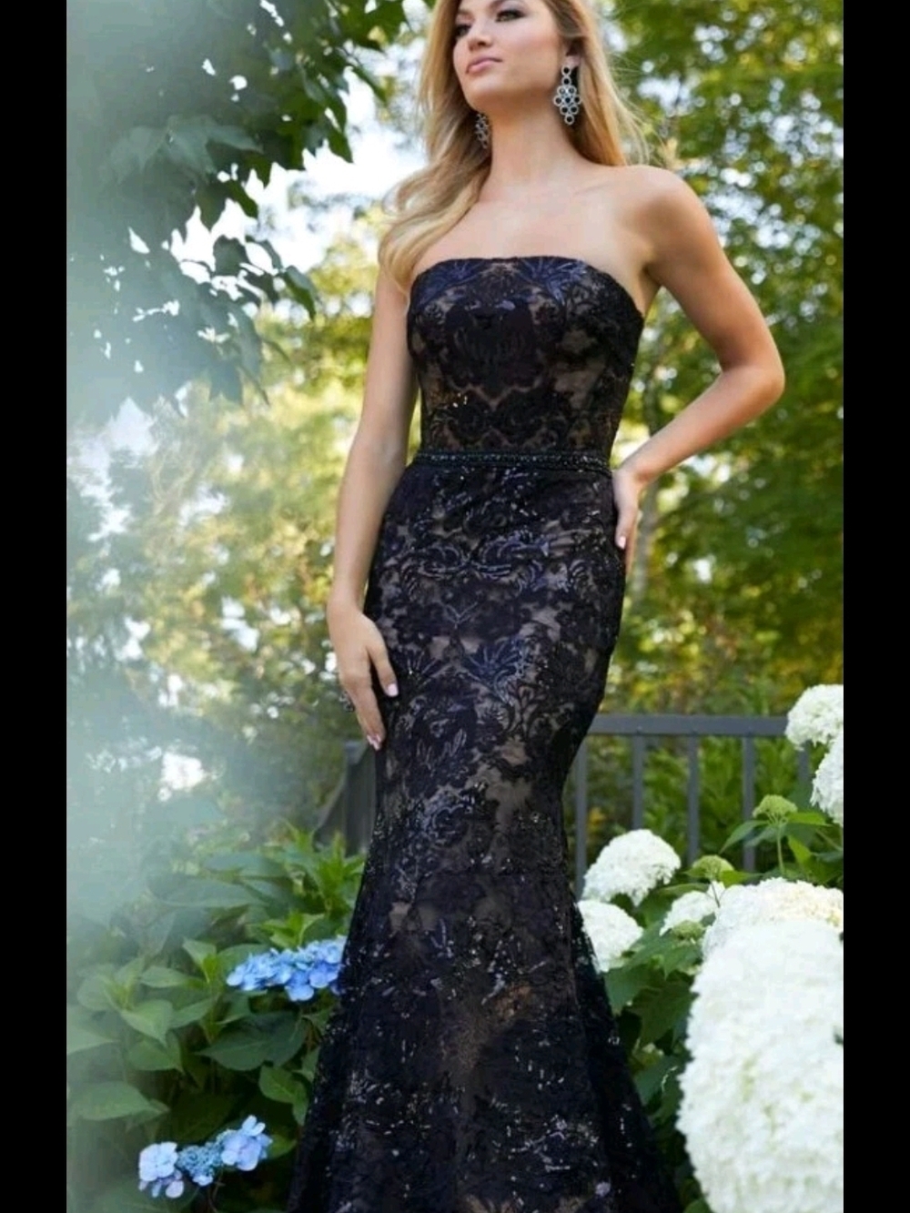 Mori Lee Strapless Black Lace Mermaid Gown size 18 NWT